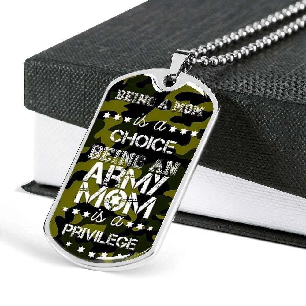 Mom Dog Tag Custom Picture Mother’S Day, Being A Mom Is A Choice An Army Mom Is A Privilege Gift For Mom Necklace Gifts for Mother (Mom) Rakva