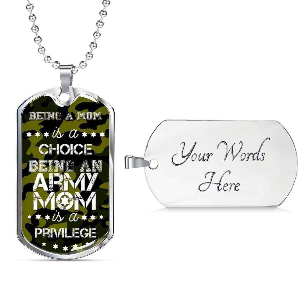 Mom Dog Tag Custom Picture Mother’S Day, Being A Mom Is A Choice An Army Mom Is A Privilege Gift For Mom Necklace Gifts for Mother (Mom) Rakva