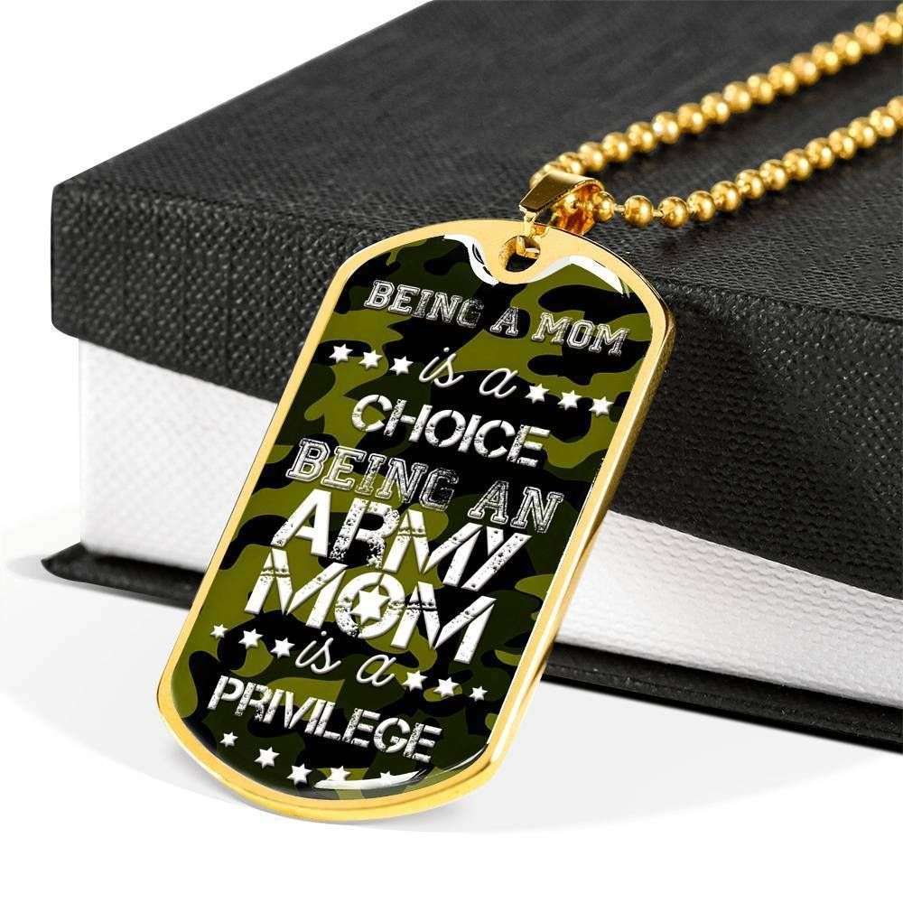 Mom Dog Tag Custom Picture Mother’S Day, Being A Mom Is A Choice An Army Mom Is A Privilege Gift For Mom Necklace Gifts for Mother (Mom) Rakva
