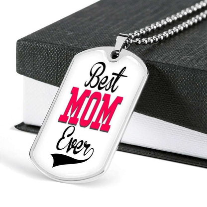 Mom Dog Tag Custom Picture Mother’S Day, Best Mom Ever Simple Dog Tag Necklace For Mom Gifts for Mother (Mom) Rakva
