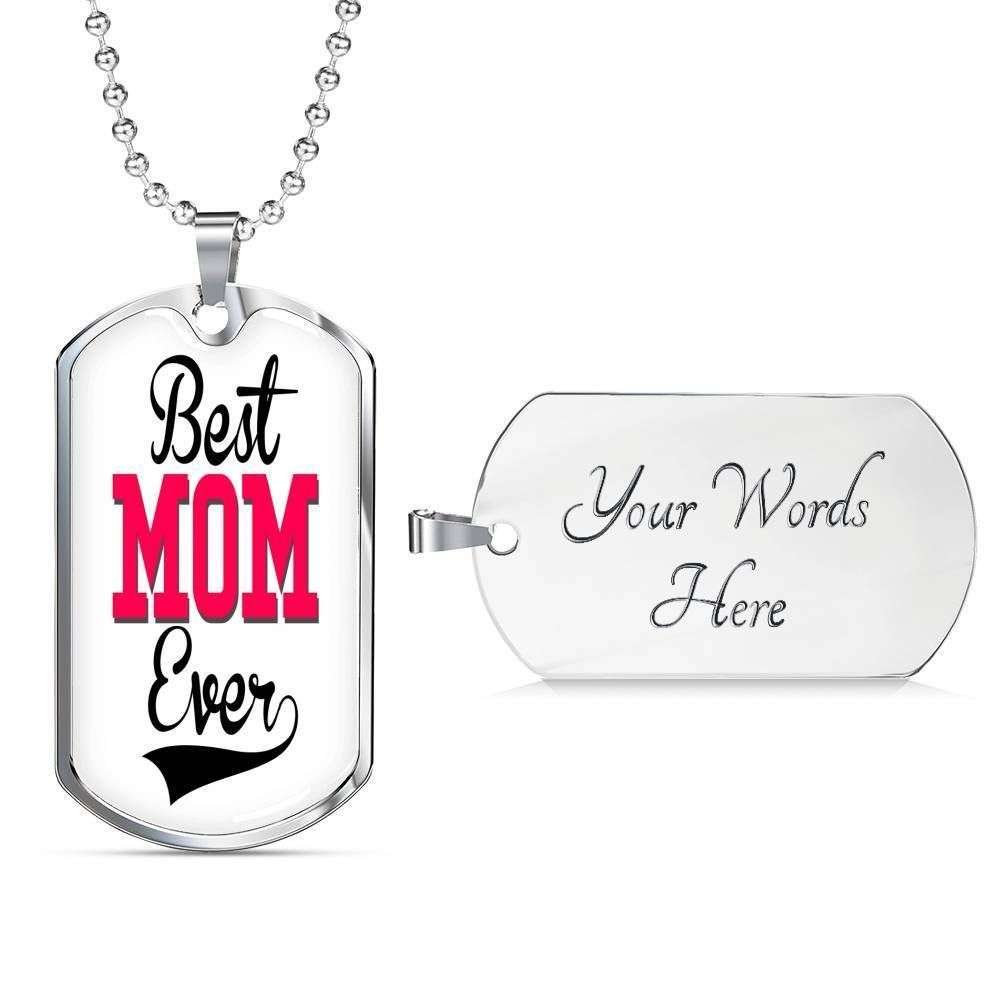 Mom Dog Tag Custom Picture Mother’S Day, Best Mom Ever Simple Dog Tag Necklace For Mom Gifts for Mother (Mom) Rakva
