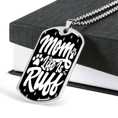 Mom Dog Tag Custom Picture Mother’S Day Gift, Mom Life Is Ruff Dog Tag Military Chain Necklace For Mom Gifts for Mother (Mom) Rakva