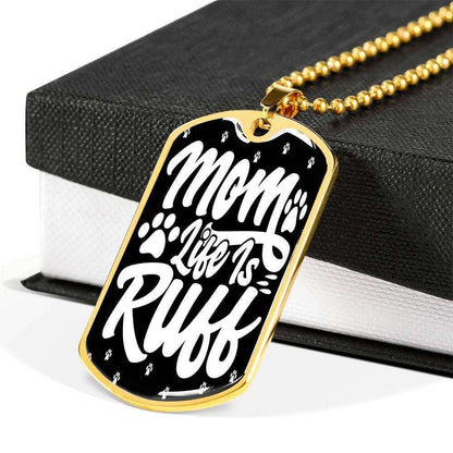 Mom Dog Tag Custom Picture Mother’S Day Gift, Mom Life Is Ruff Dog Tag Military Chain Necklace For Mom Gifts for Mother (Mom) Rakva