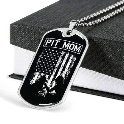 Mom Dog Tag Custom Picture Mother’S Day Gift, Pit Mom Black White American Flag Dog Tag Military Chain Necklace For Pitbull Lovers Gifts for Mother (Mom) Rakva