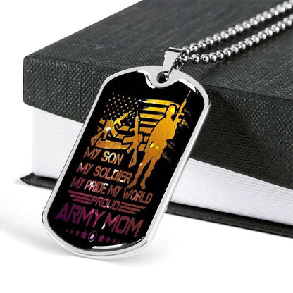 Mom Dog Tag Custom Picture Mother’S Day Gift, Proud Army Mom Dog Tag Military Chain Necklace Present For Men Gifts for Mother (Mom) Rakva
