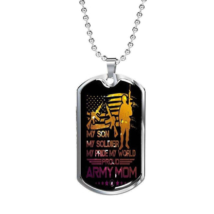 Mom Dog Tag Custom Picture Mother’S Day Gift, Proud Army Mom Dog Tag Military Chain Necklace Present For Men Gifts for Mother (Mom) Rakva