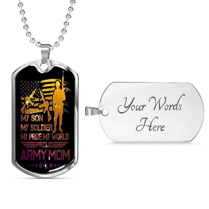 Mom Dog Tag Custom Picture Mother’S Day Gift, Proud Army Mom Dog Tag Military Chain Necklace Present For Men Gifts for Mother (Mom) Rakva