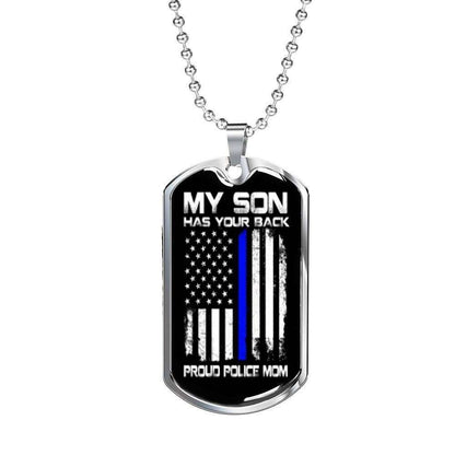 Mom Dog Tag Custom Picture Mother’S Day Gift, Proud Police Mom Silver Dog Tag Military Chain Necklace Gift Ideas Gifts for Mother (Mom) Rakva
