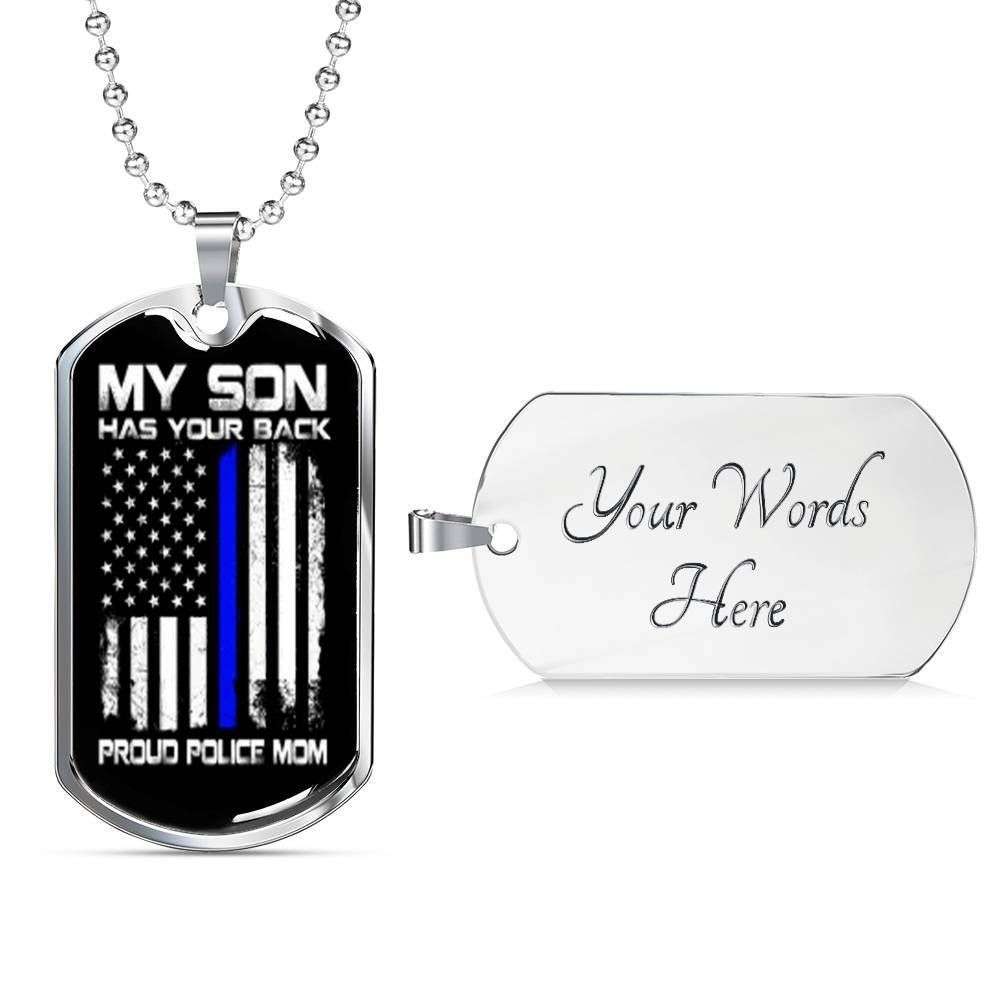 Mom Dog Tag Custom Picture Mother’S Day Gift, Proud Police Mom Silver Dog Tag Military Chain Necklace Gift Ideas Gifts for Mother (Mom) Rakva