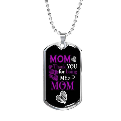 Mom Dog Tag Custom Picture Mother’S Day Gift, Thank You For Being My Mom Dog Tag Military Chain Necklace For Mom Gifts for Mother (Mom) Rakva
