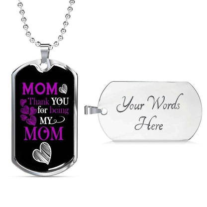 Mom Dog Tag Custom Picture Mother’S Day Gift, Thank You For Being My Mom Dog Tag Military Chain Necklace For Mom Gifts for Mother (Mom) Rakva