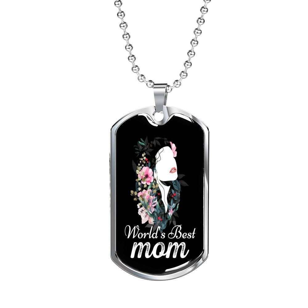 Mom Dog Tag Custom Picture Mother’S Day Gift, World’S Best Mom Dog Tag Military Chain Necklace Mother’S Day For Mom Gifts for Mother (Mom) Rakva