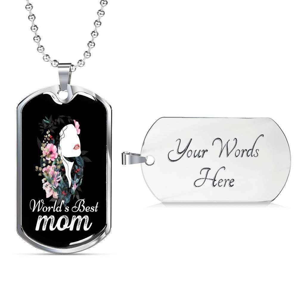 Mom Dog Tag Custom Picture Mother’S Day Gift, World’S Best Mom Dog Tag Military Chain Necklace Mother’S Day For Mom Gifts for Mother (Mom) Rakva