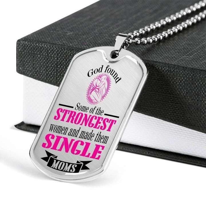 Mom Dog Tag Custom Picture Mother’S Day, God Found Some Of The Strongest Women Dog Tag Necklace Gift For Mom Gifts for Mother (Mom) Rakva