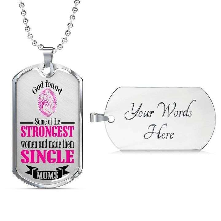 Mom Dog Tag Custom Picture Mother’S Day, God Found Some Of The Strongest Women Dog Tag Necklace Gift For Mom Gifts for Mother (Mom) Rakva