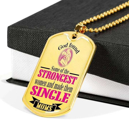 Mom Dog Tag Custom Picture Mother’S Day, God Found Some Of The Strongest Women Dog Tag Necklace Gift For Mom Gifts for Mother (Mom) Rakva