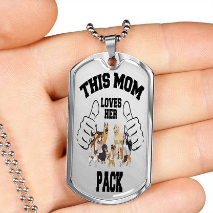Mom Dog Tag, Custom Picture This Mom Loves Her Pack Dog Tag Military Chain Necklace For Mom Dog Tag Rakva
