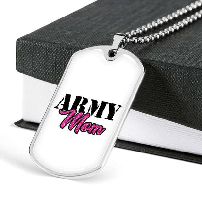 Mom Dog Tag Mother’S Day Gift, Custom Gift For Army Mom Dog Tag Military Chain Necklace Silver Pendant Necklace Dog Tag Gifts for Mother (Mom) Rakva