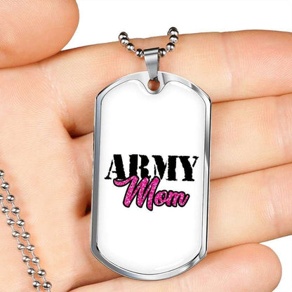 Mom Dog Tag Mother’S Day Gift, Custom Gift For Army Mom Dog Tag Military Chain Necklace Silver Pendant Necklace Dog Tag Gifts for Mother (Mom) Rakva