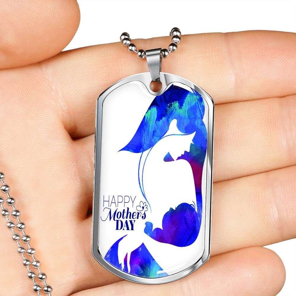 Mom Dog Tag Mother’S Day Gift, Custom Happy Mother’S Day Dog Tag Military Chain Necklace For Mom Dog Tag Gifts for Mother (Mom) Rakva