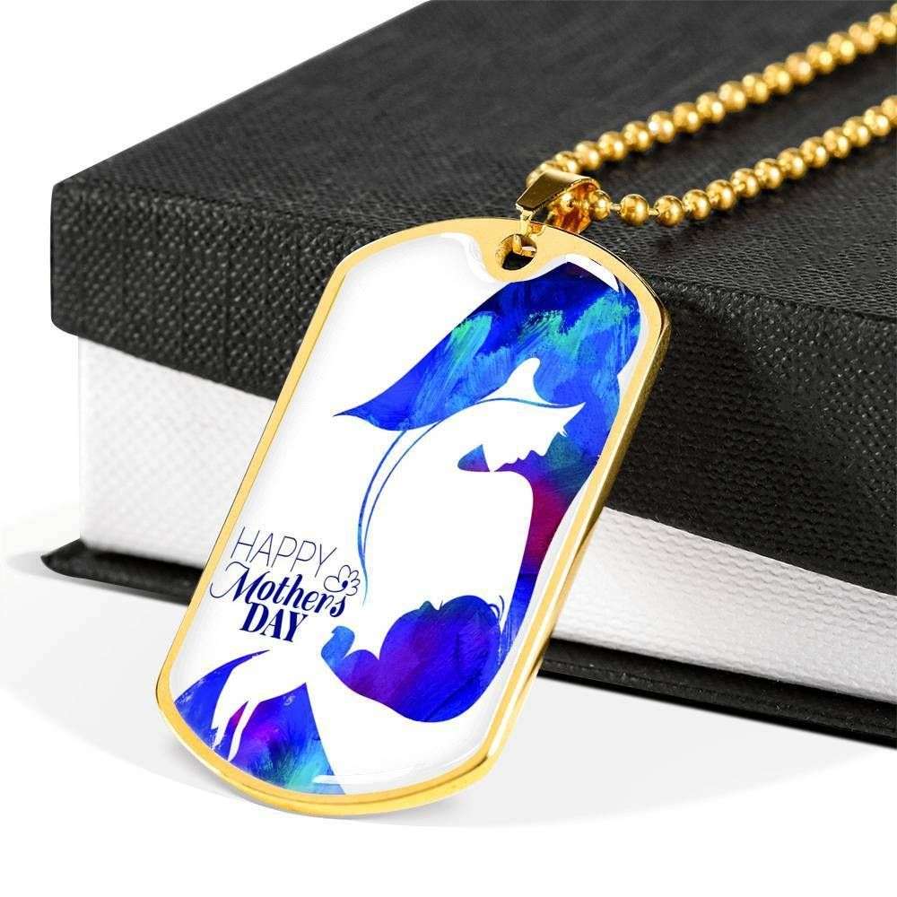 Mom Dog Tag Mother’S Day Gift, Custom Happy Mother’S Day Dog Tag Military Chain Necklace For Mom Dog Tag Gifts for Mother (Mom) Rakva