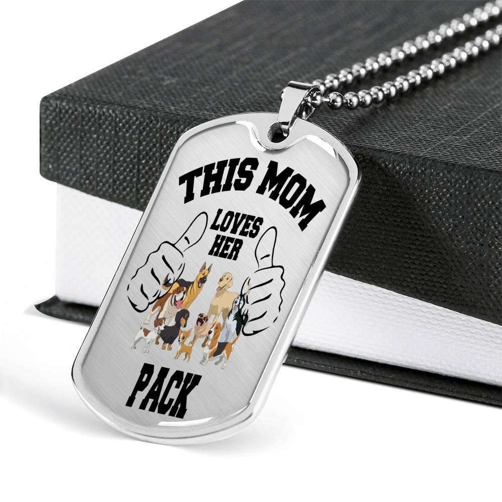 Mom Dog Tag Mother’S Day Gift, Custom This Mom Loves Her Pack Dog Tag Military Chain Necklace For Mom Dog Tag Gifts for Mother (Mom) Rakva