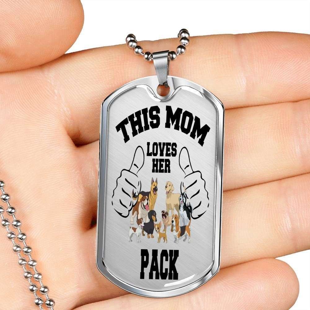 Mom Dog Tag Mother’S Day Gift, Custom This Mom Loves Her Pack Dog Tag Military Chain Necklace For Mom Dog Tag Gifts for Mother (Mom) Rakva