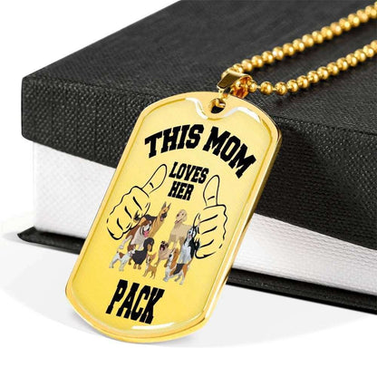 Mom Dog Tag Mother’S Day Gift, Custom This Mom Loves Her Pack Dog Tag Military Chain Necklace For Mom Dog Tag Gifts for Mother (Mom) Rakva