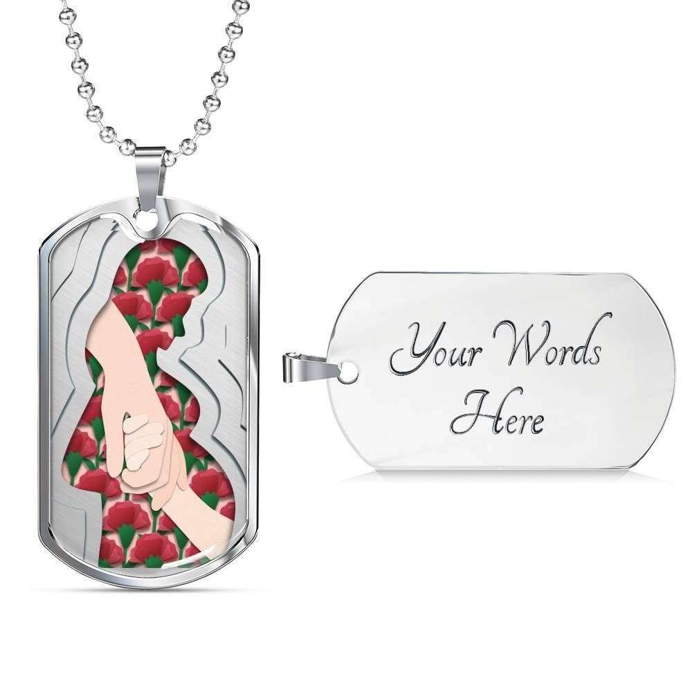 Mom Dog Tag Mother’S Day Gift, Mom Hold Her Son’S Hand Dog Tag Military Chain Necklace For Mom Gifts for Mother (Mom) Rakva