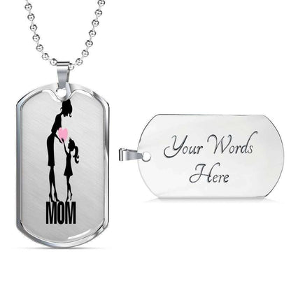 Mom Dog Tag Mother’S Day Gift, Mom Lover Dog Tag Military Chain Necklace For Mom Gifts for Mother (Mom) Rakva