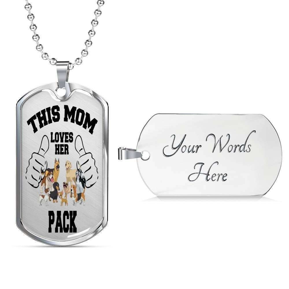 Mom Dog Tag Mother’S Day Gift, This Mom Loves Her Pack Dog Tag Military Chain Necklace For Mom Gifts for Mother (Mom) Rakva