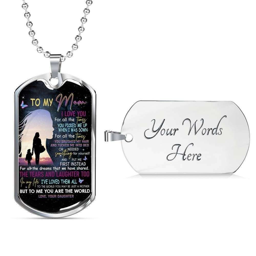 Mom Dog Tag Mother’S Day Gift, To My Mom I Love You For All The Times Dog Tag Military Chain Necklace Gifts for Mother (Mom) Rakva