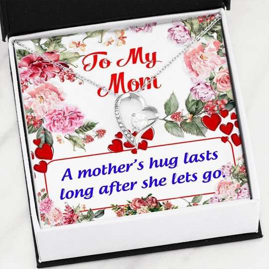 Mom Necklace, A Mother’S Hug Lasts Long After She Lets Go Forever Love Necklace For Mom Gifts for Mother (Mom) Rakva