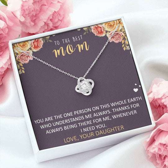 Mom Necklace, Daughter Gift For Mom Love Knot Necklace Thanks For Always Being There For Me Gifts For Daughter Rakva