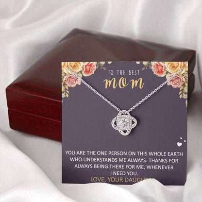 Mom Necklace, Daughter Gift For Mom Love Knot Necklace Thanks For Always Being There For Me Gifts For Daughter Rakva
