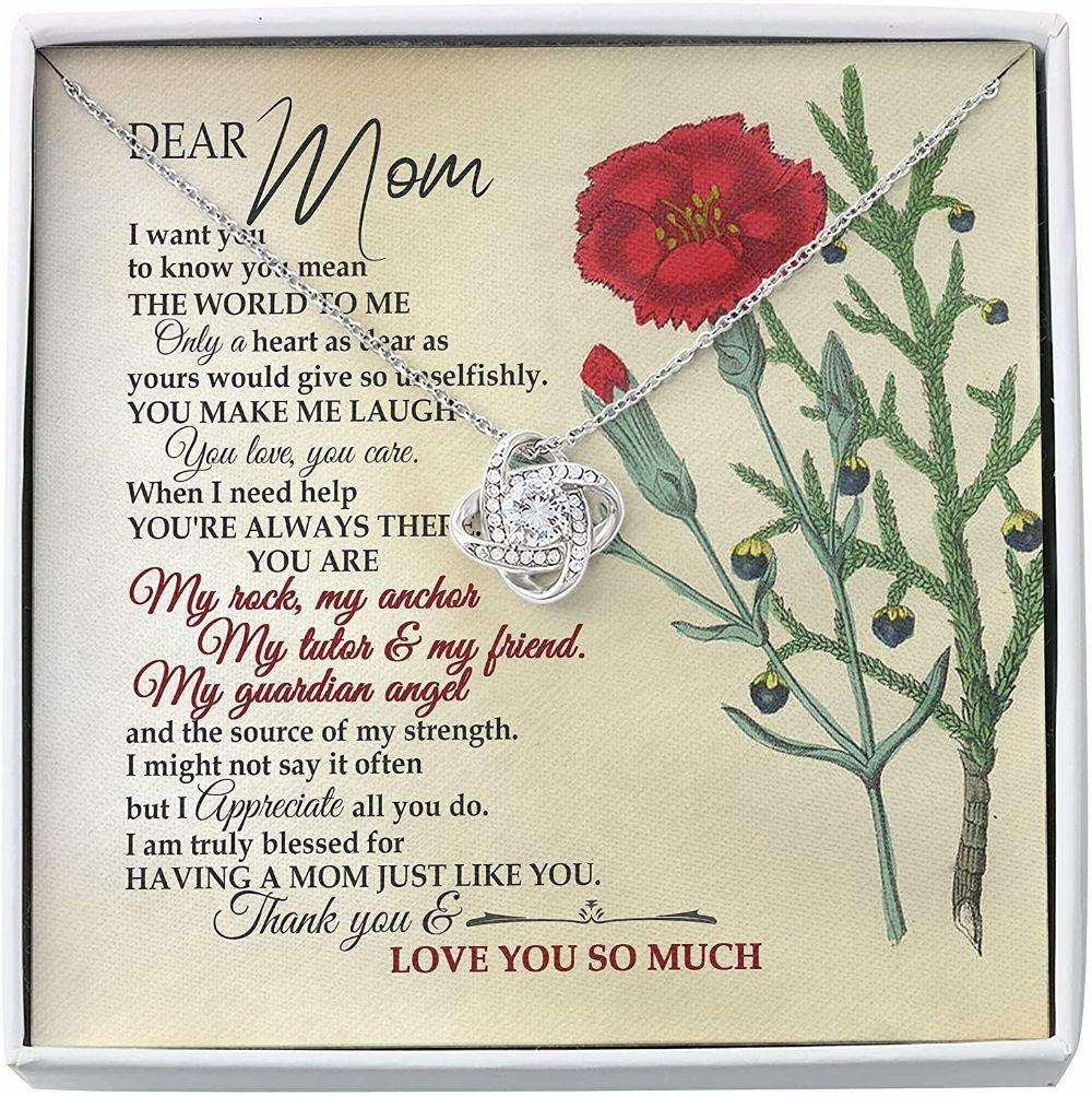 Mom Necklace, Dear Mom Necklace Gratitude Gift For Mom My Guardian Angel Gifts for Mother (Mom) Rakva