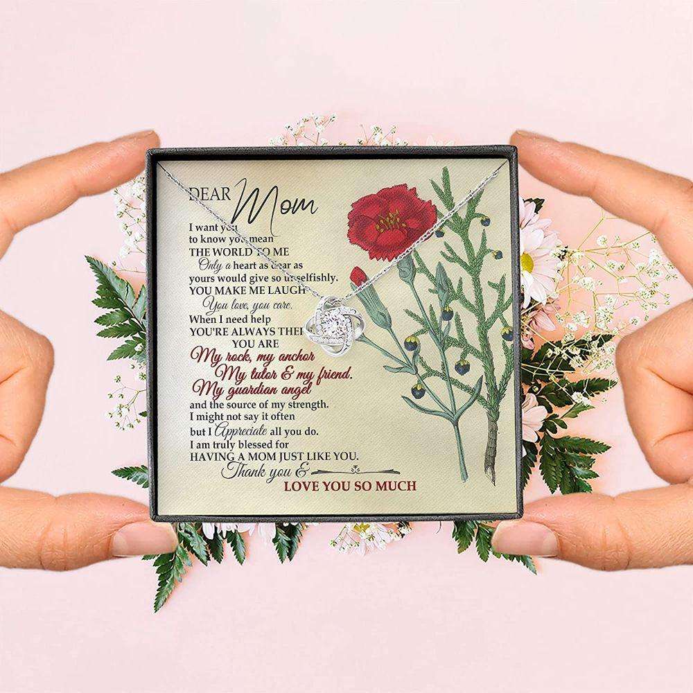 Mom Necklace, Dear Mom Necklace Gratitude Gift For Mom My Guardian Angel Gifts for Mother (Mom) Rakva