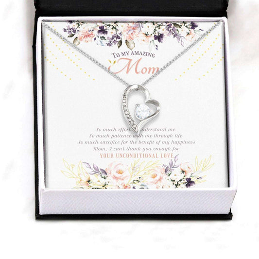 Mom Necklace, Elegant Gift For My Amazing Mom On Mother’S Day With Watercolor Flowers, Forever Love Necklaces Gifts for Mother (Mom) Rakva