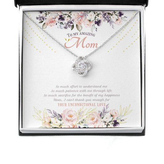 Mom Necklace, Elegant Gift For My Amazing Mom On Mother’S Day With Watercolor Flowers, Love Knot Necklaces Gifts for Mother (Mom) Rakva