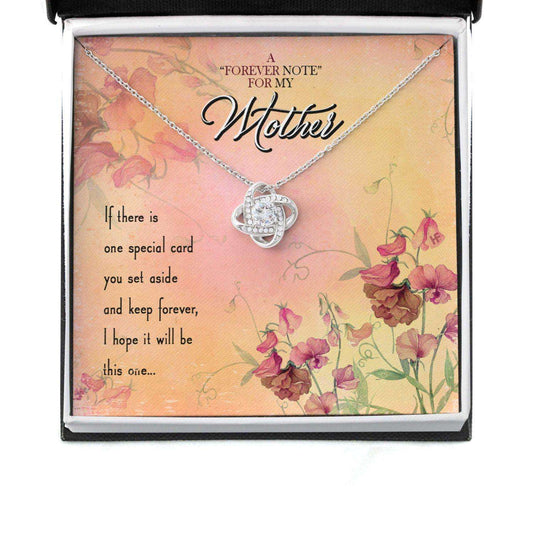 Mom Necklace, Gift For Mother’S Day A Forever Note For My Mother, Vintage Message Card Love Knot Necklace Gifts for Mother (Mom) Rakva