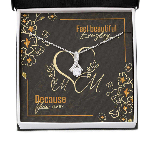 Mom Necklace, Gift For Mother’S Day Feel Beautiful Everyday, Vintage Message Card Beauty Necklace Gifts for Mother (Mom) Rakva