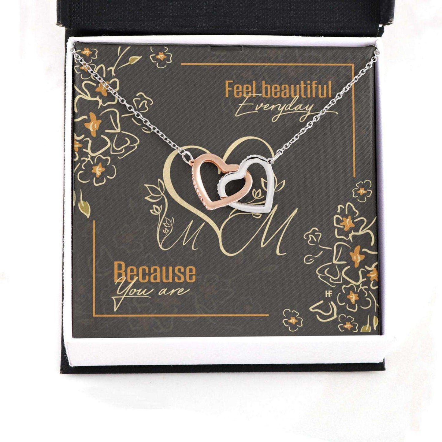 Mom Necklace, Gift For Mother’S Day Feel Beautiful Everyday, Vintage Message Card Hearts Necklace Gifts for Mother (Mom) Rakva