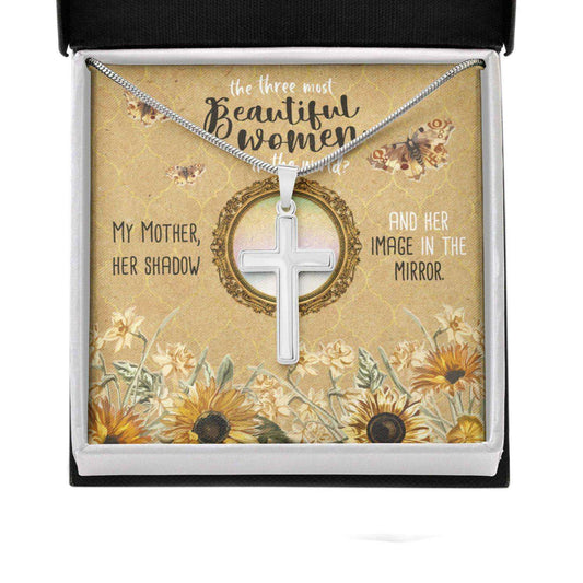 Mom Necklace, Gift For Mother’S Day Most Beautiful Women, Vintage Message Card Cross Necklace Gifts for Mother (Mom) Rakva