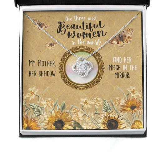 Mom Necklace, Gift For Mother’S Day Most Beautiful Women, Vintage Message Card Love Knot Necklace Gifts for Mother (Mom) Rakva