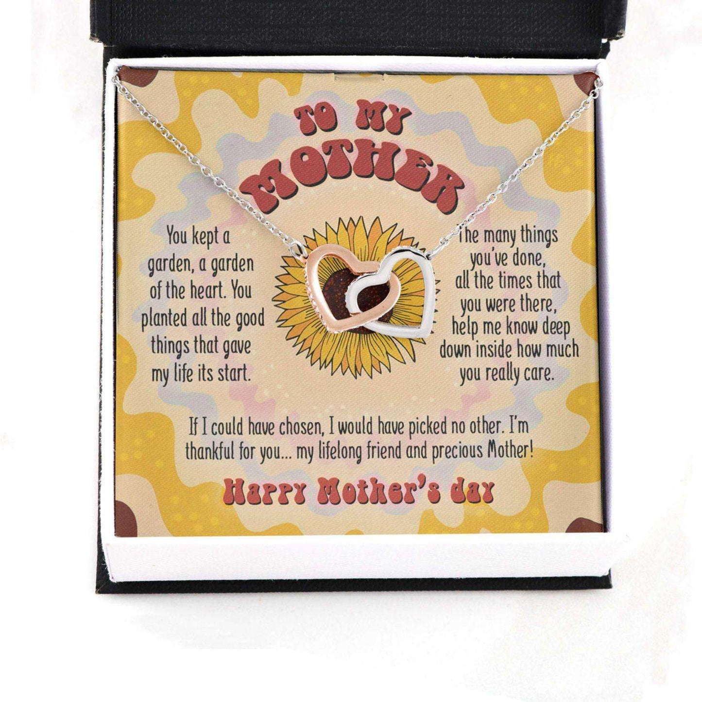 Mom Necklace, Gift For Mother’S Day My Mother Kept A Garden Of Heart, Message Card Hearts Necklace Gifts for Mother (Mom) Rakva