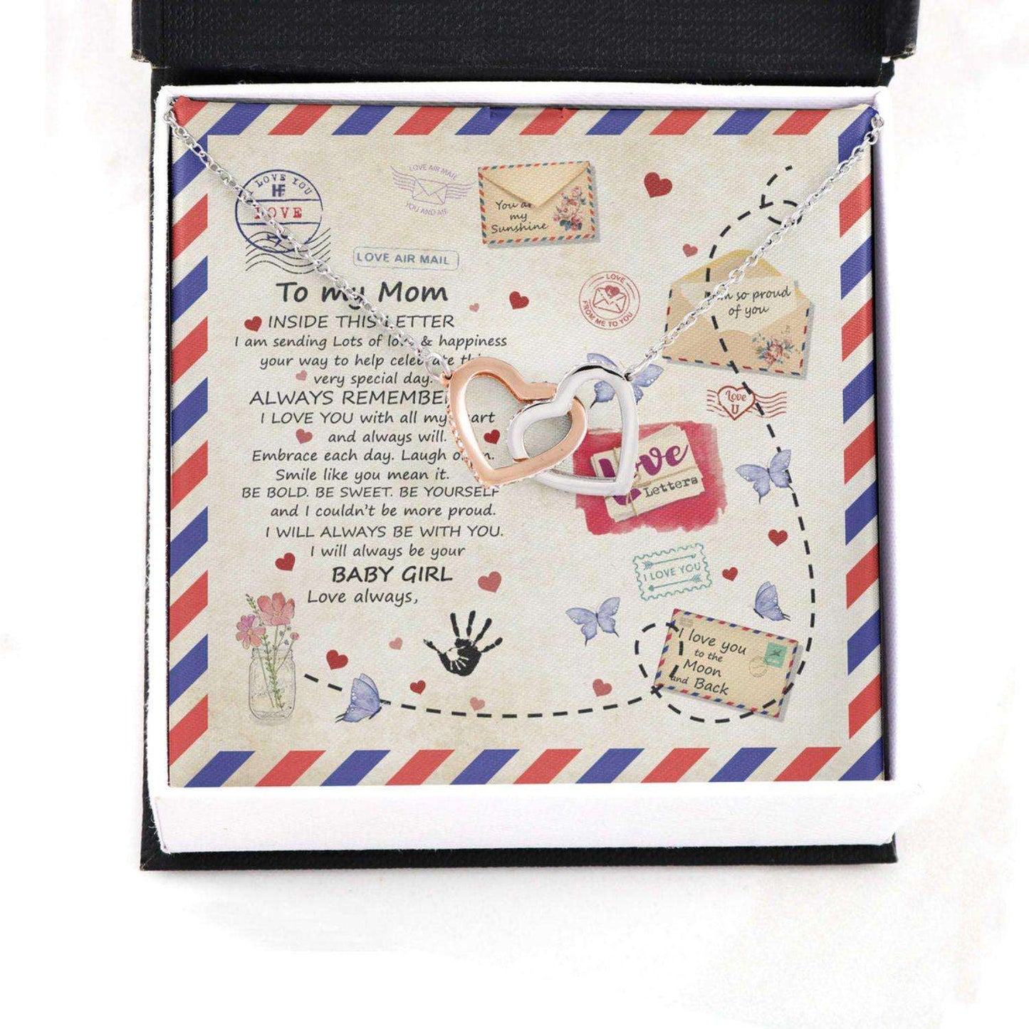 Mom Necklace, Gift For Mother’S Day Sending Love And Happiness, Vintage Message Card Hearts Necklace Gifts for Mother (Mom) Rakva