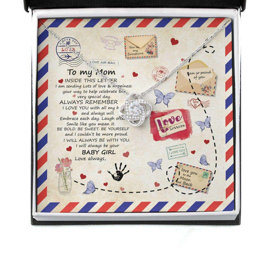 Mom Necklace, Gift For Mother’S Day Sending Love And Happiness, Vintage Message Card Love Knot Necklace Gifts for Mother (Mom) Rakva