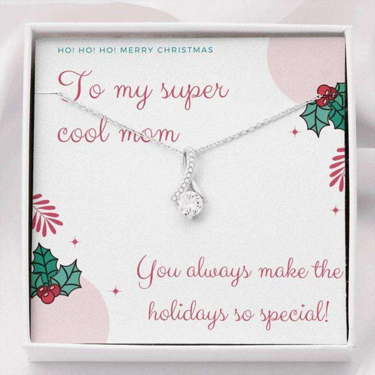 Mom Necklace, Happy Holidays To My Cool Mom Heart Necklace Gifts for Mother (Mom) Rakva