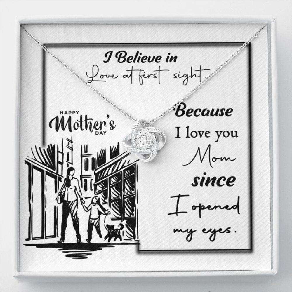 Mom Necklace, Happy Mother’S Day Necklace, Mom Gift, I Believe In Love At First Sight Gifts for Mother (Mom) Rakva