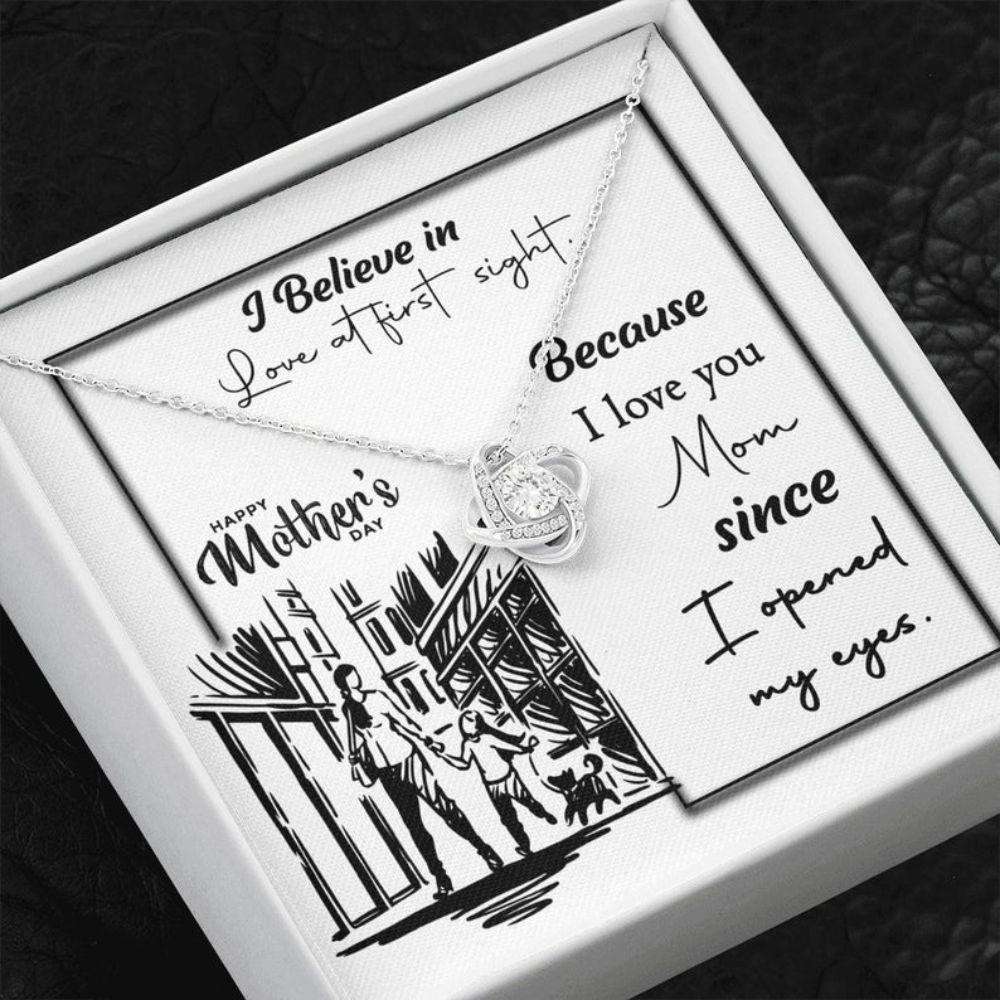 Mom Necklace, Happy Mother’S Day Necklace, Mom Gift, I Believe In Love At First Sight Gifts for Mother (Mom) Rakva